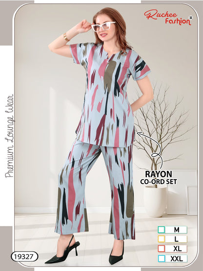 Design 19326-19333 Ruchee Fashion Rayon Co Ord Set Manufacturer Ahmedabad