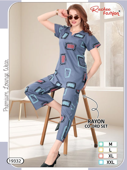 Design 19326-19333 Ruchee Fashion Rayon Co Ord Set Manufacturer Ahmedabad