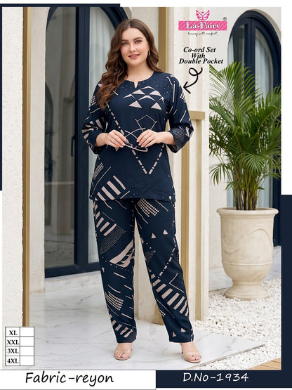 Design 1934 Plus Size La Fairy Reyon Co Ord Set Manufacturer Ahmedabad