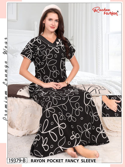 Design 19375-19382 Ruchee Fashion Rayon Night Gowns Wholesale Price