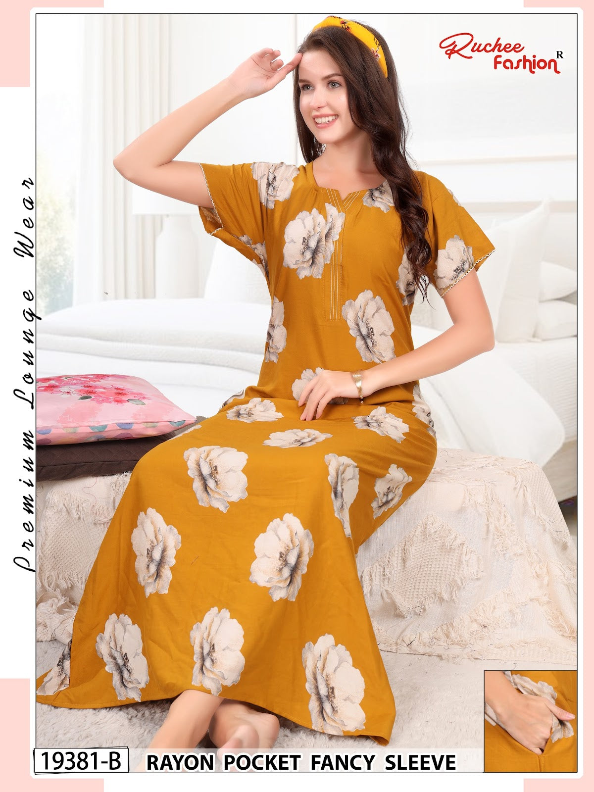 Design 19375-19382 Ruchee Fashion Rayon Night Gowns Wholesale Price
