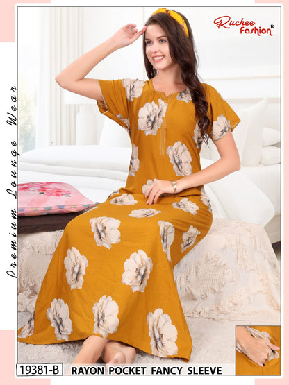 Design 19375-19382 Ruchee Fashion Rayon Night Gowns Wholesale Price
