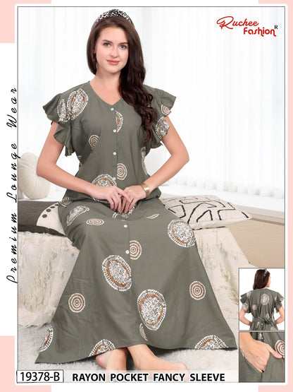 Design 19378-19380 Ruchee Fashion Rayon Night Gowns Manufacturer Gujarat