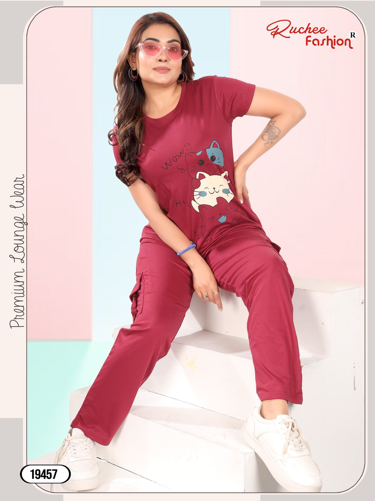 Design 19450-19458 Cargo Ruchee Fashion Tencil Pyjama Night Suits Exporter Ahmedabad