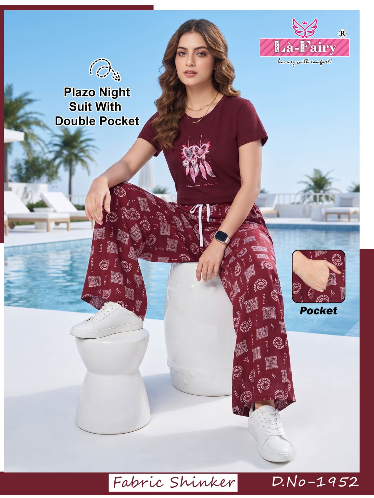 Design 1952 La Fairy Sincker Plazzo Night Suits Supplier Gujarat