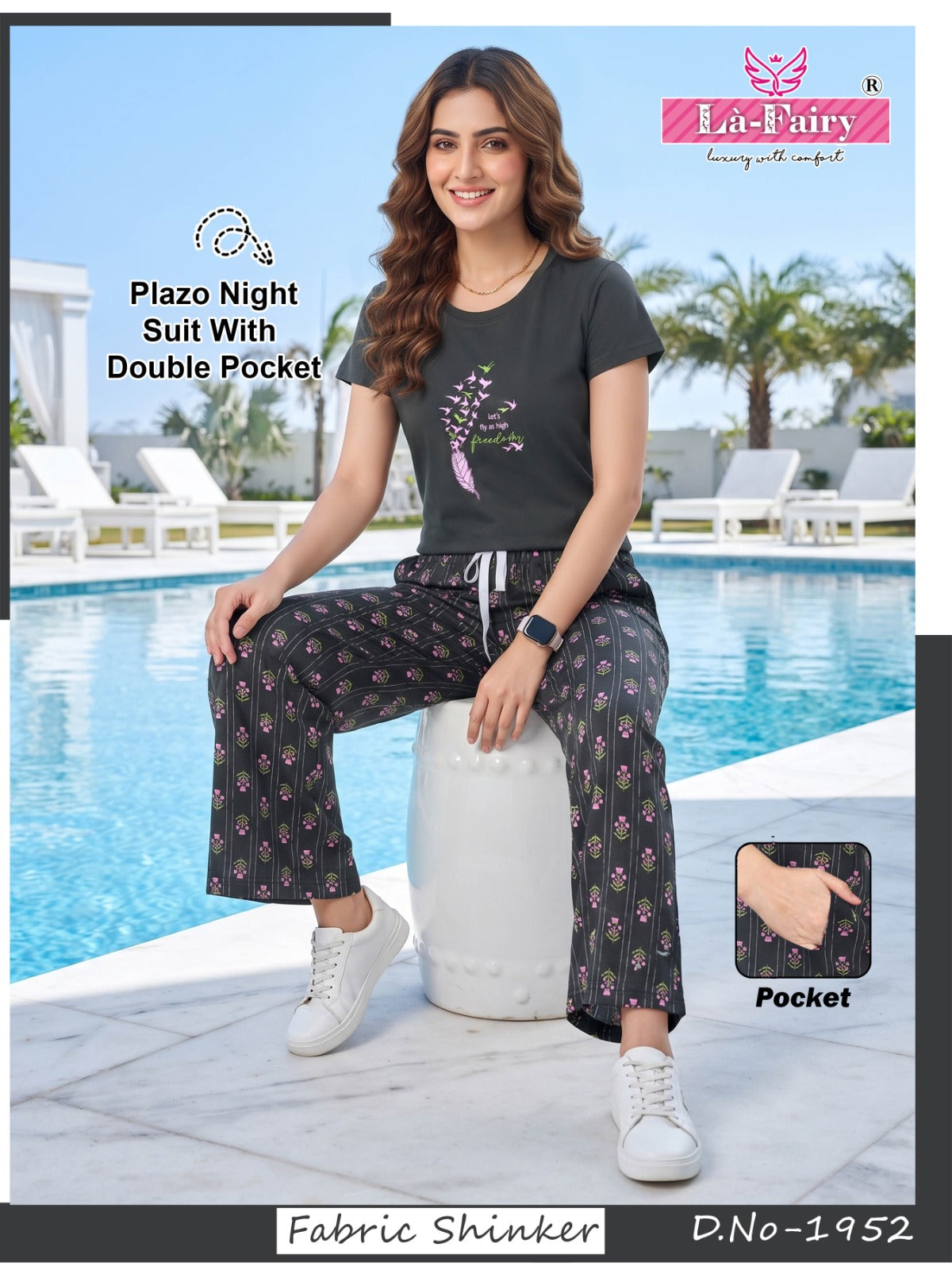 Design 1952 La Fairy Sincker Plazzo Night Suits Supplier Gujarat