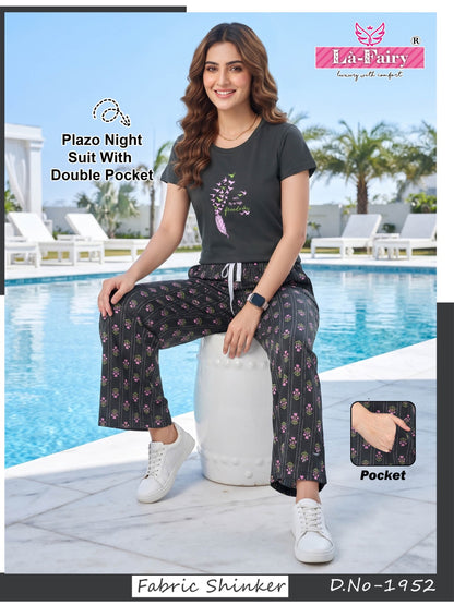 Design 1952 La Fairy Sincker Plazzo Night Suits Supplier Gujarat