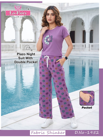 Design 1952 La Fairy Sincker Plazzo Night Suits Supplier Gujarat