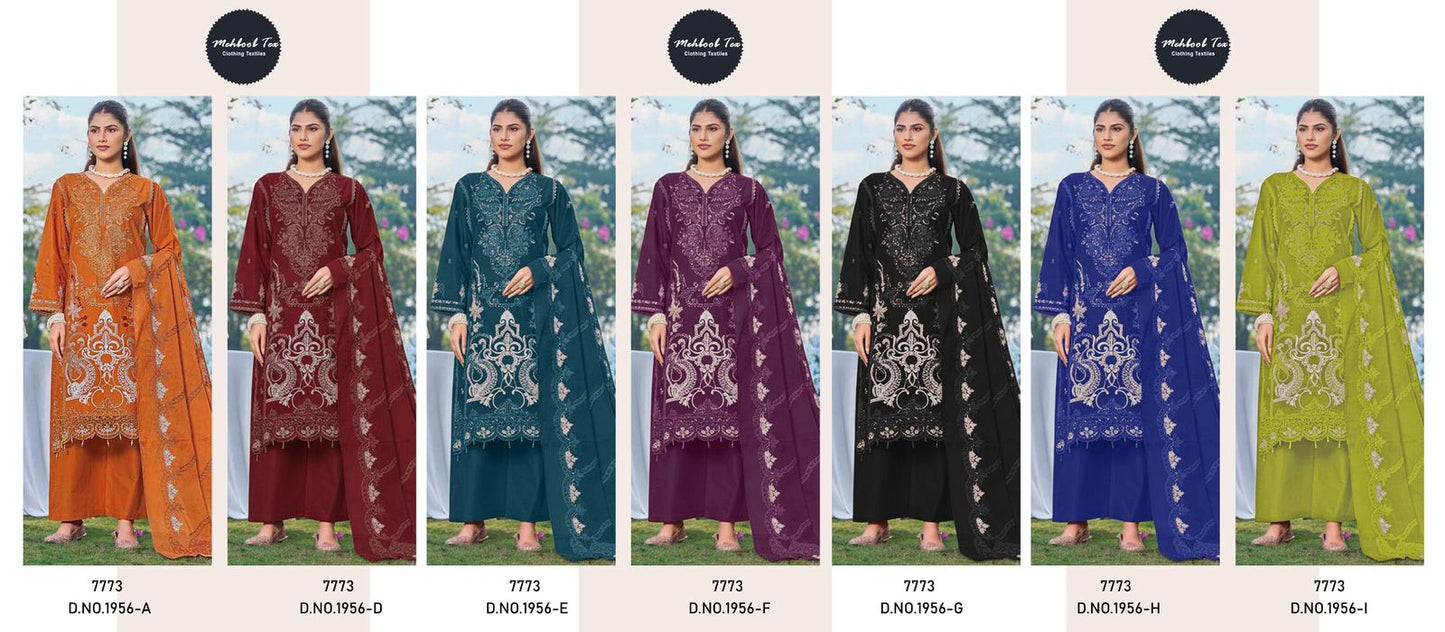 Design 1956 Adefghi Mehboob Tex Cambric Cotton Pakistani Salwar Suits Manufacturer
