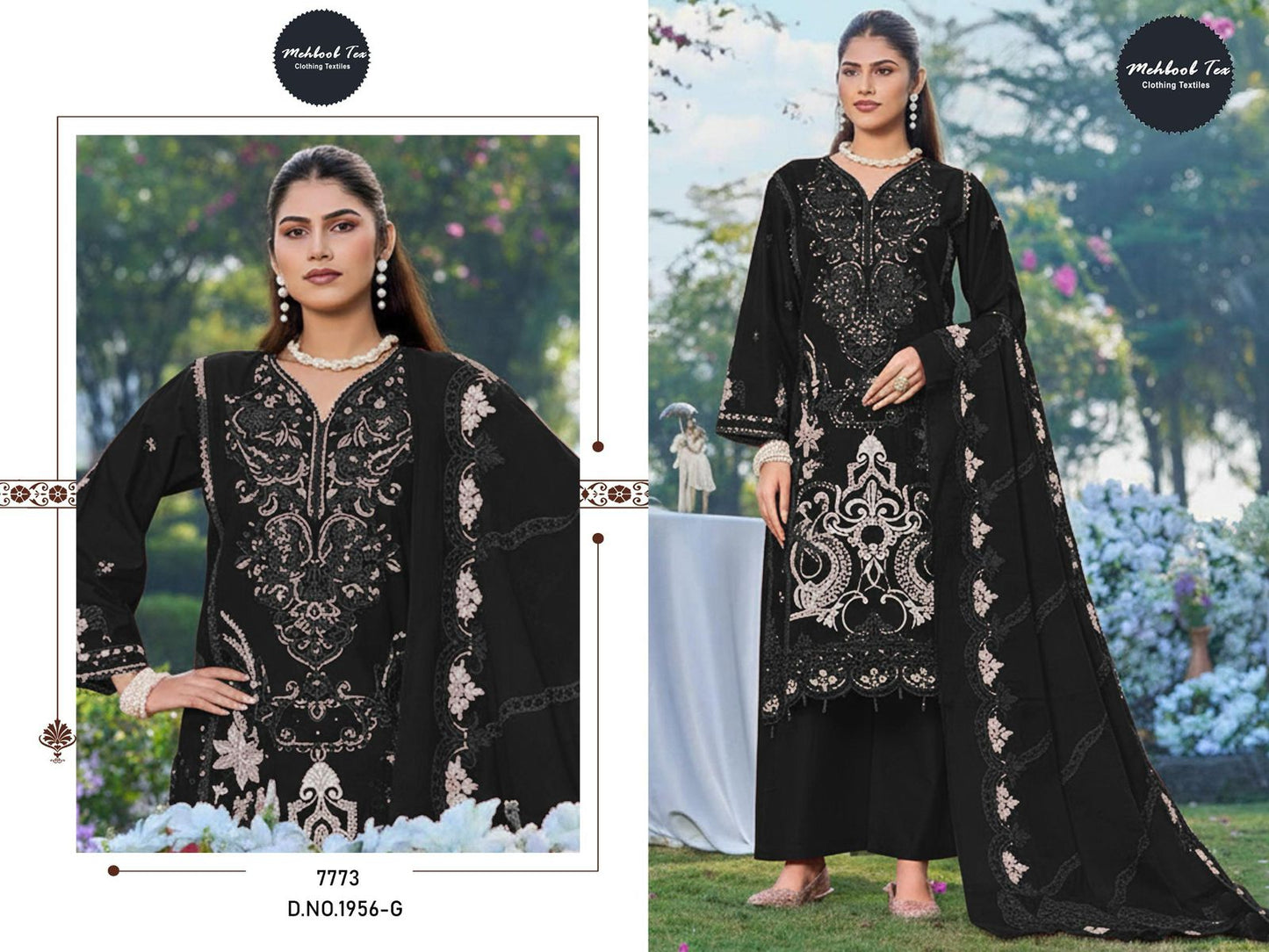Design 1956 Adefghi Mehboob Tex Cambric Cotton Pakistani Salwar Suits Manufacturer