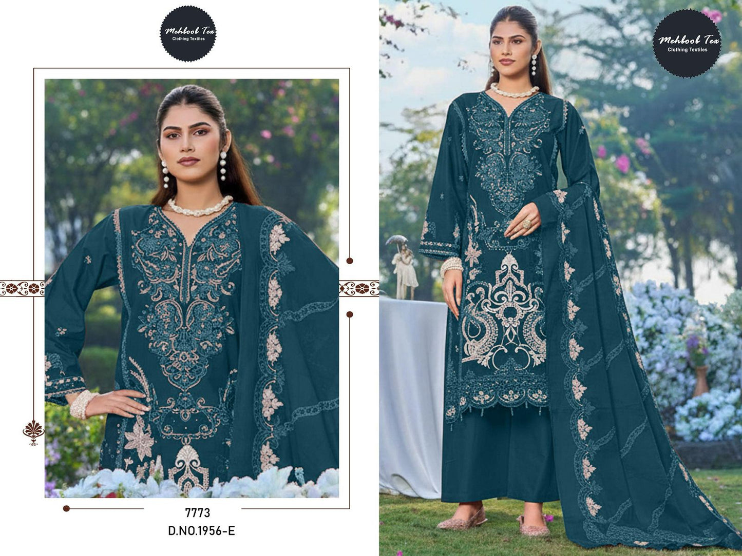 Design 1956 Adefghi Mehboob Tex Cambric Cotton Pakistani Salwar Suits Manufacturer