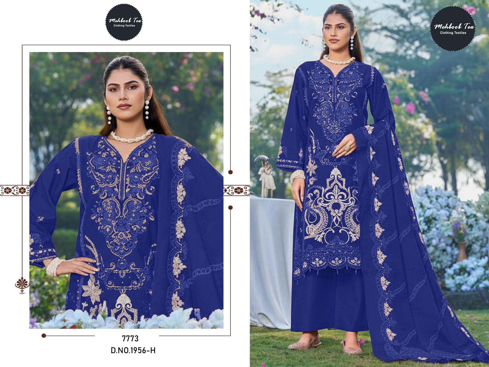 Design 1956 Adefghi Mehboob Tex Cambric Cotton Pakistani Salwar Suits Manufacturer