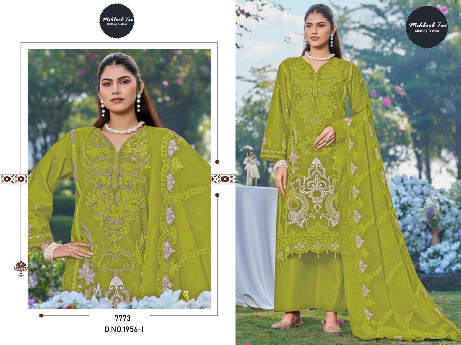 Design 1956 Adefghi Mehboob Tex Cambric Cotton Pakistani Salwar Suits Manufacturer
