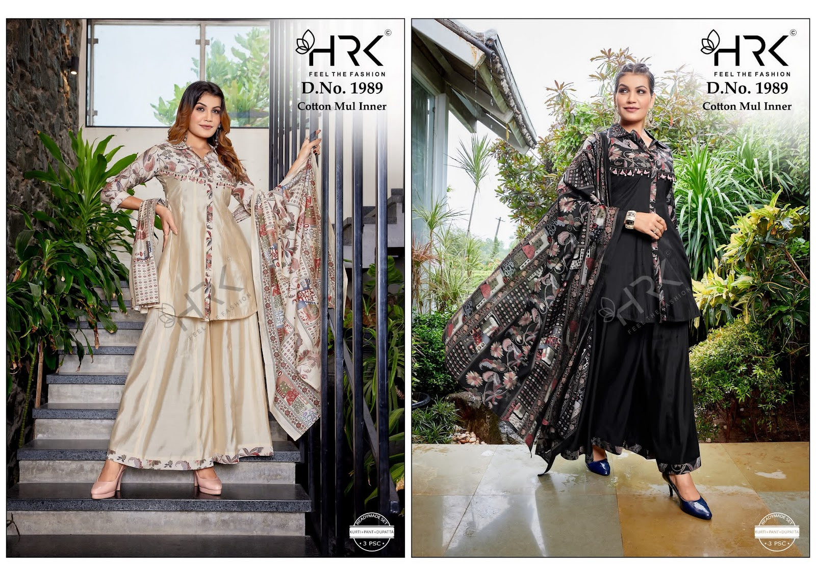 Design 1989 Foil Print Hrk Modal Readymade Plazzo Style Suits Manufacturer