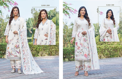 Design 199-200 Kadlee Pure Cotton Readymade Pant Style Suits Wholesaler India