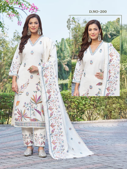 Design 199-200 Kadlee Pure Cotton Readymade Pant Style Suits Wholesaler India