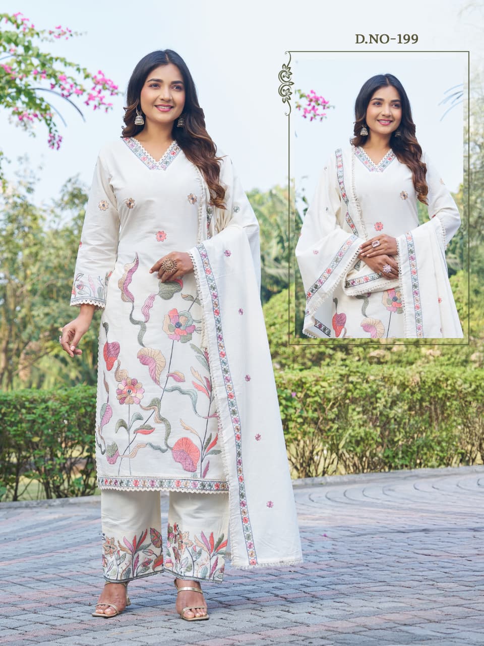 Design 199-200 Kadlee Pure Cotton Readymade Pant Style Suits Wholesaler India