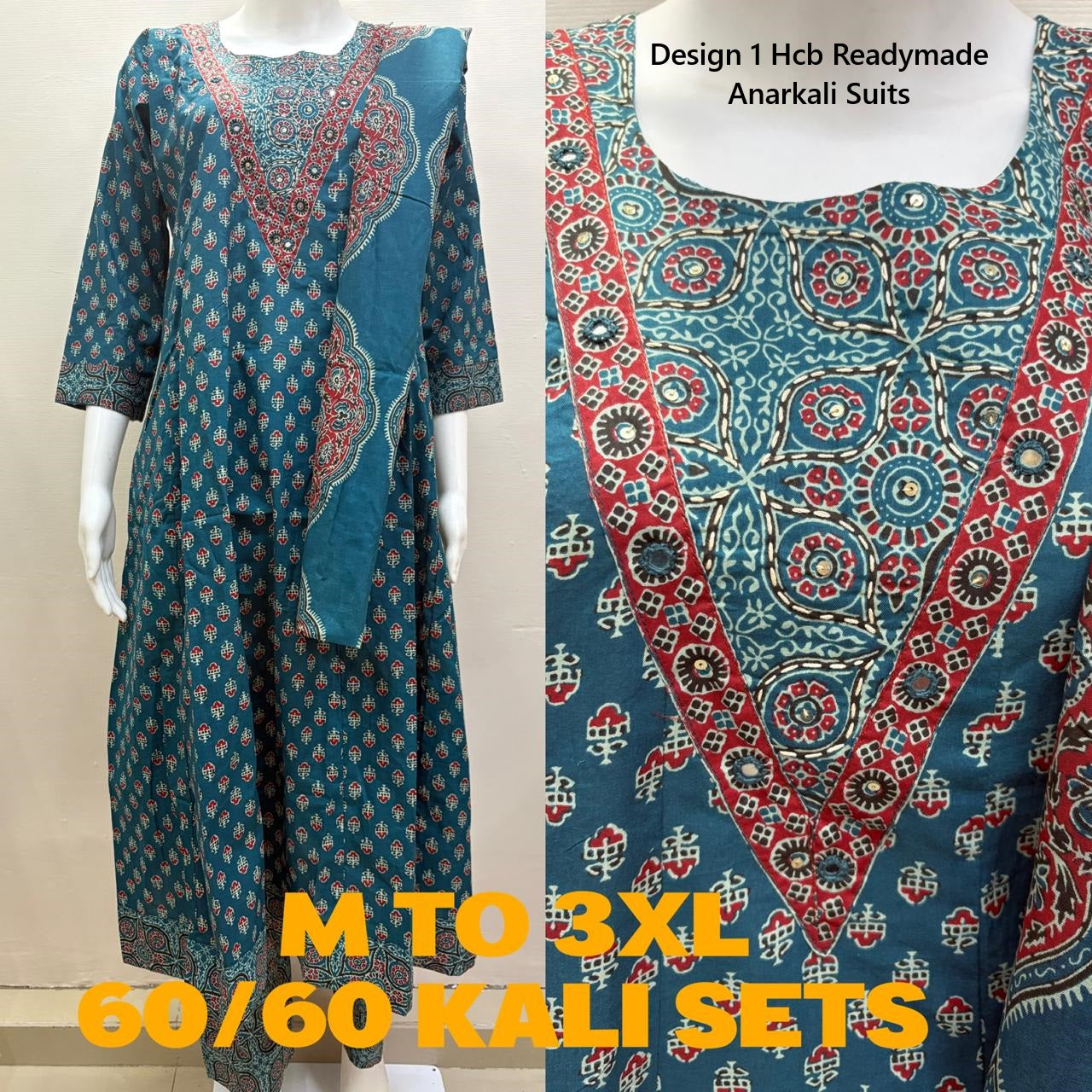 Design 1 Hcb Cotton Cambric Readymade Anarkali Suits Manufacturer