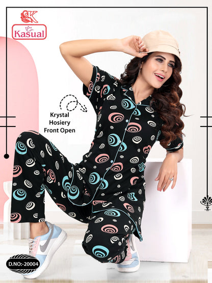 डिज़ाइन 20001-20006 कैज़ुअल होज़री कॉलर नाइट सूट थोक मूल्य