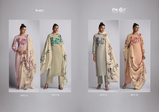 Ivory Omtex Linen Cotton Pant Style Suits Exporter India