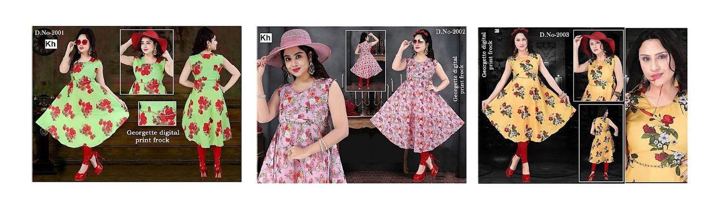 Design 2001-2003 Kh Georgette Anarkali Kurtis Exporter India
