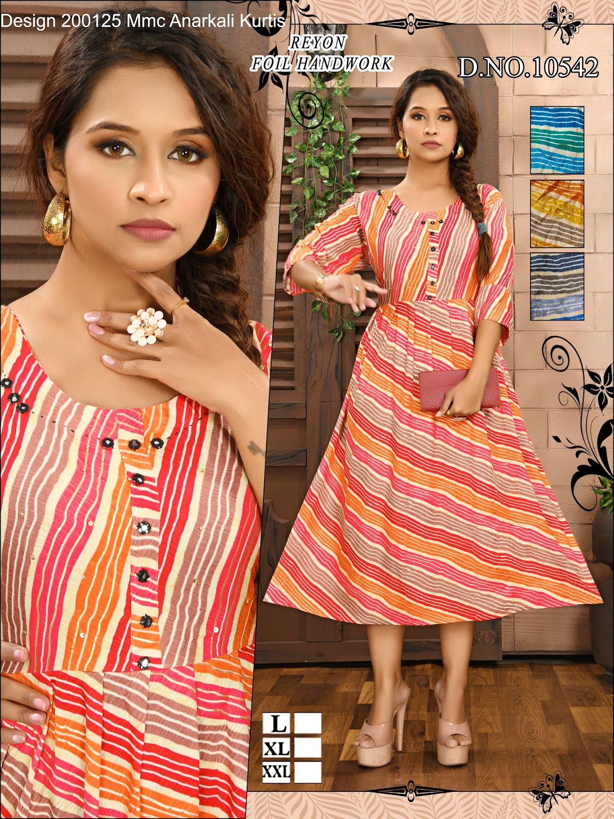 Design 200125 Mmc Reyon Anarkali Kurtis Supplier Gujarat