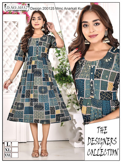 Design 200125 Mmc Reyon Anarkali Kurtis Supplier Gujarat