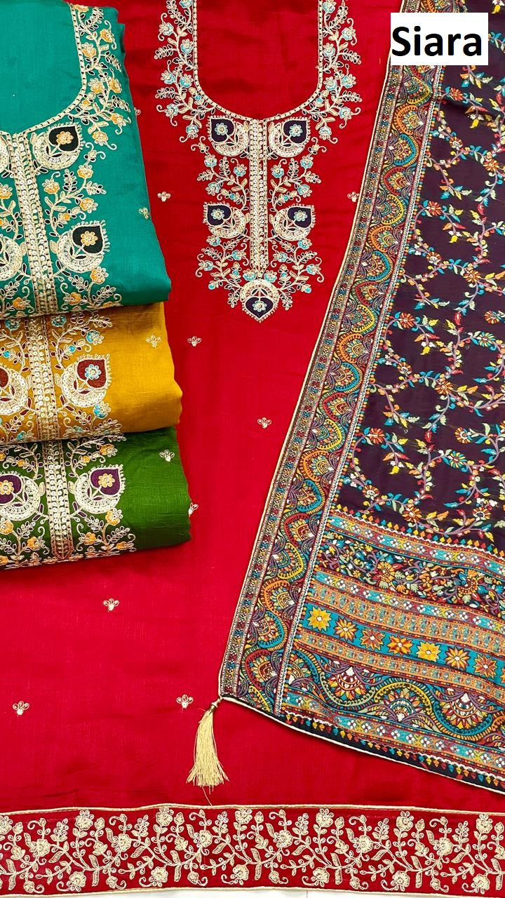 Design 2009 Siara Vichitra Silk Salwar Suits Wholesale Rate