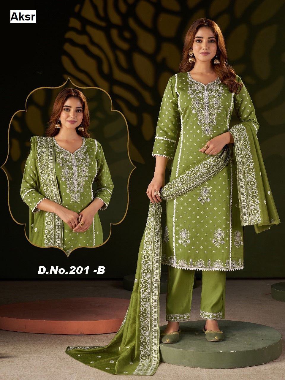 Design 201 Abcd Aksr Roman Silk Readymade Pant Style Suits Exporter