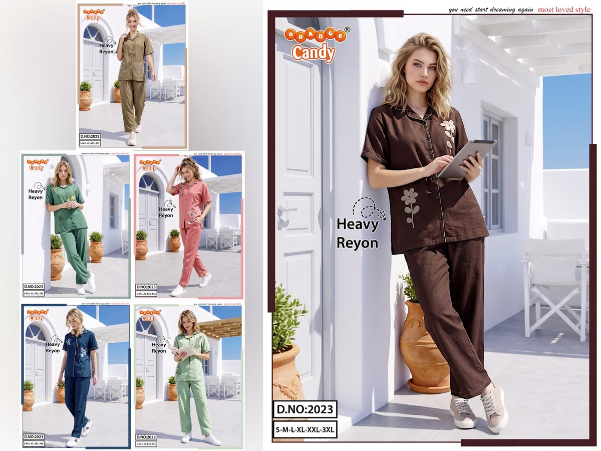 Design 2023 Orange Candy Heavy Reyon Co Ord Set Exporter India