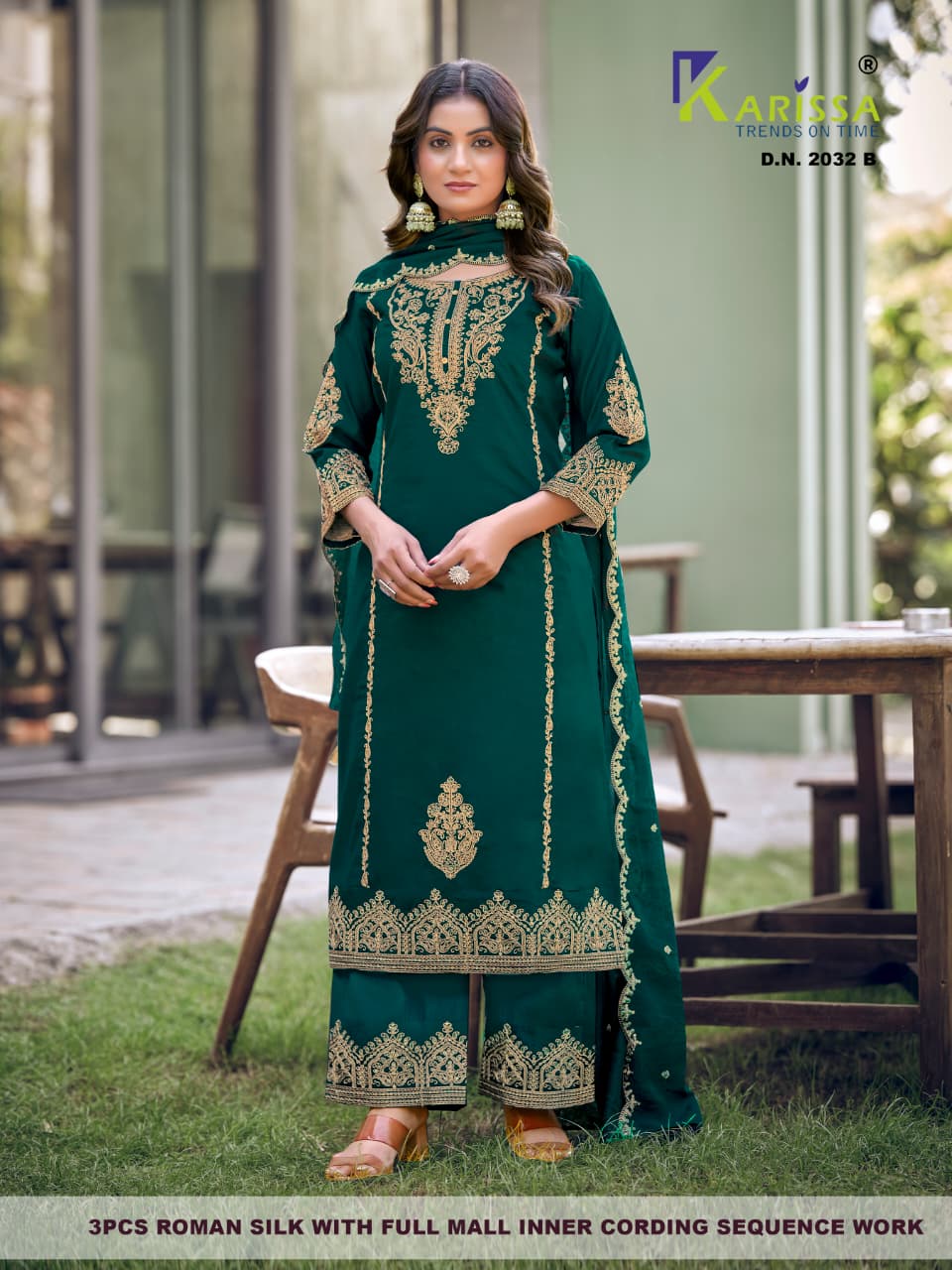 Design 2031-2032 Karissa Roman Silk Readymade Plazzo Style Suits Supplier Ahmedabad