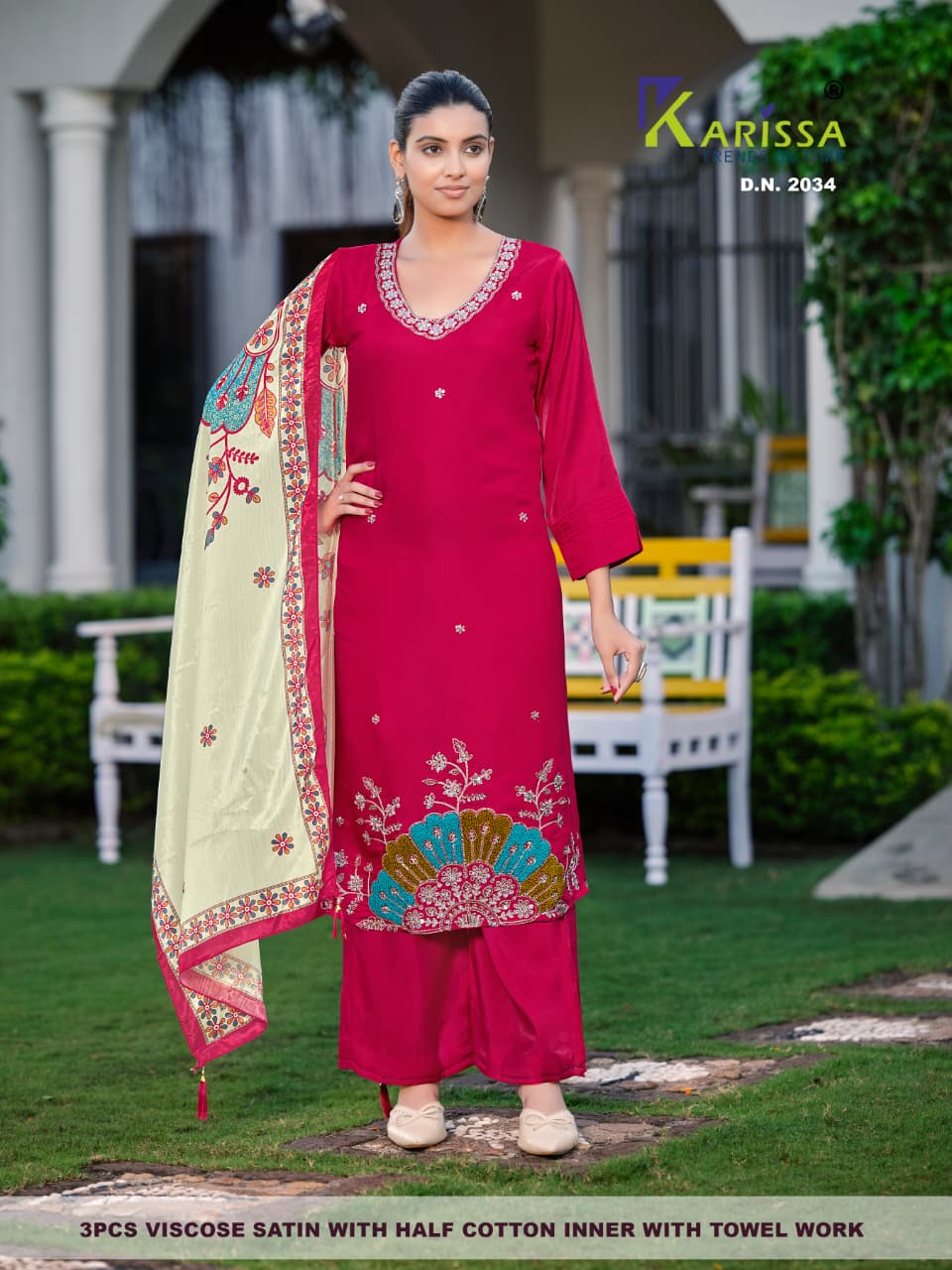 Design 2033-2044 Karissa Viscose Readymade Plazzo Style Suits Wholesale Price