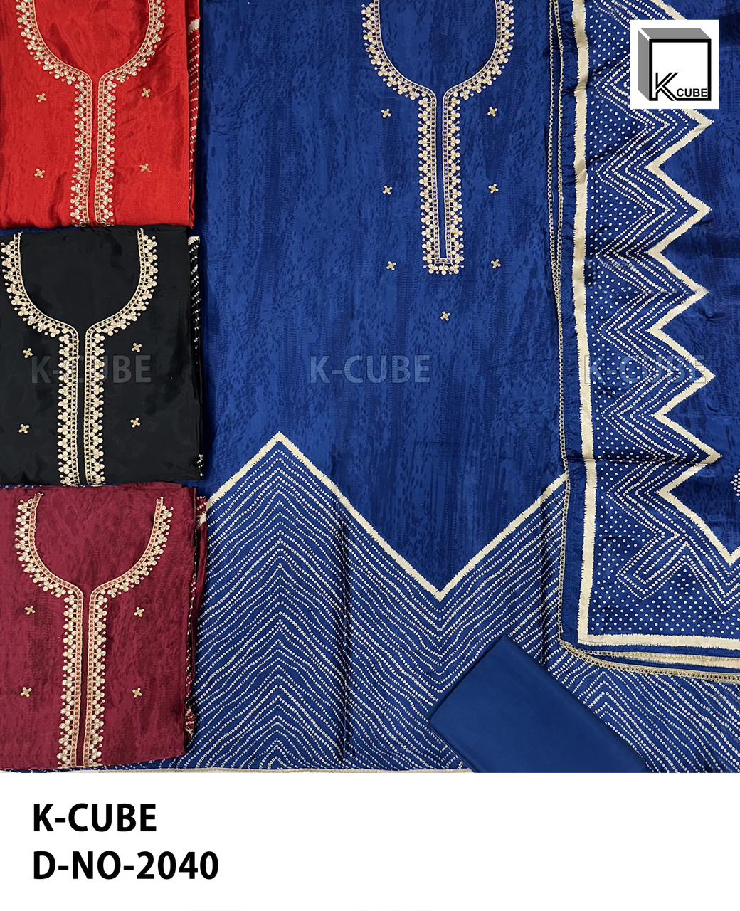 Design 2040 K Cube Gaji Silk Salwar Suits Supplier Gujarat