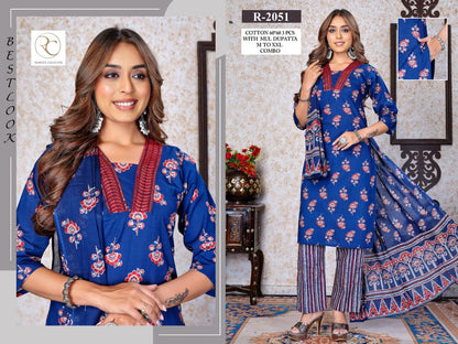 Design 2047-2052 Ramdev Creation Readymade Cotton Pant Suits Manufacturer India