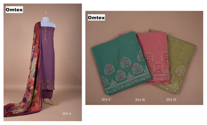 Design 204 Omtex Pashmina Suits Manufacturer