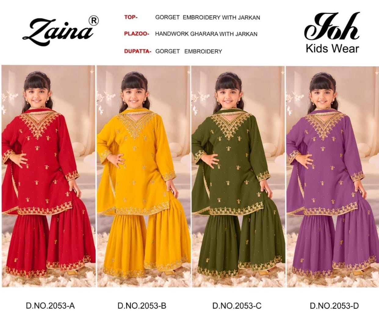 Design 2053 Zaina Georgette Girls Pakistani Readymade Suit Wholesaler India