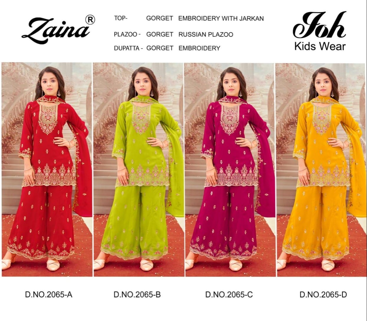 Design 2065 Zaina Georgette Girls Pakistani Readymade Suit Wholesaler Gujarat