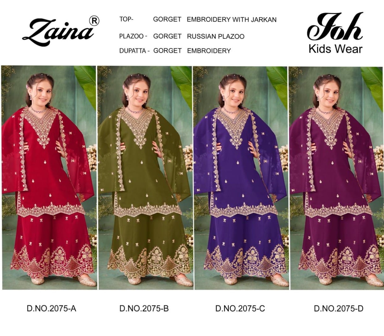 Design 2075 Zaina Georgette Girls Pakistani Readymade Suit Wholesaler Gujarat