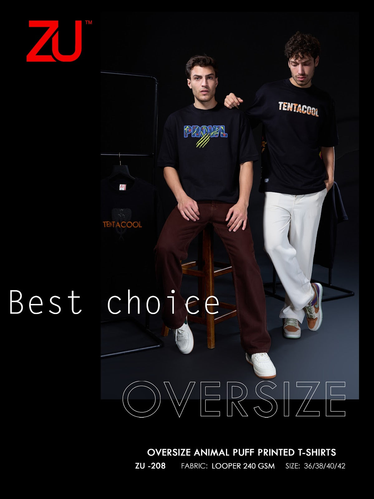 Design 208 Zu Clothing Looper Mens Tshirts Wholesaler