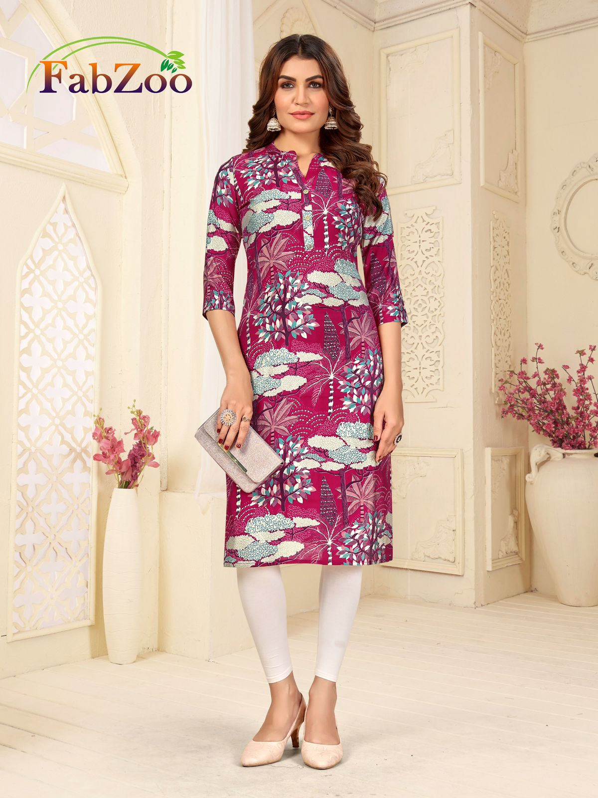 Design 210125 Fabzoo Modal Straight Cut Kurtis Wholesale Price