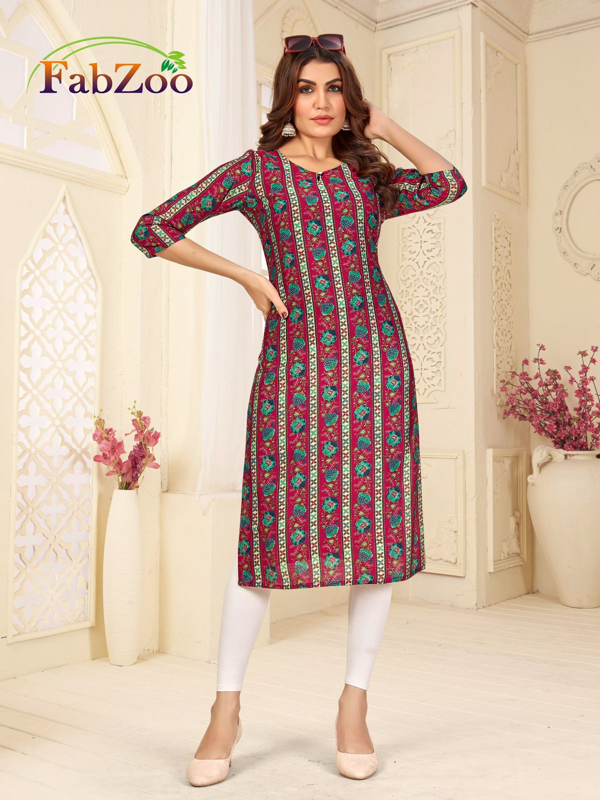 Design 210125 Fabzoo Modal Straight Cut Kurtis Wholesale Price