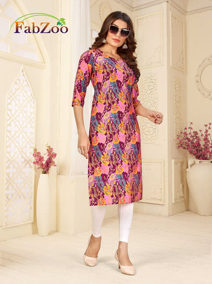 Design 210125 Fabzoo Modal Straight Cut Kurtis Wholesale Price