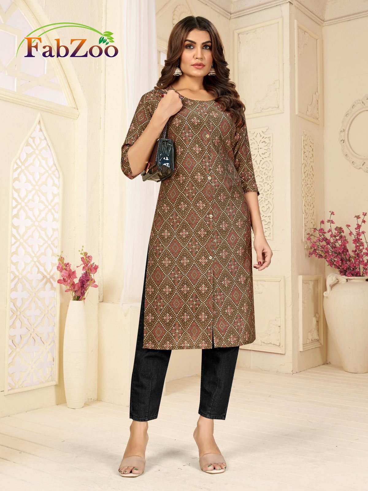 Design 210125 Fabzoo Modal Straight Cut Kurtis Wholesale Price