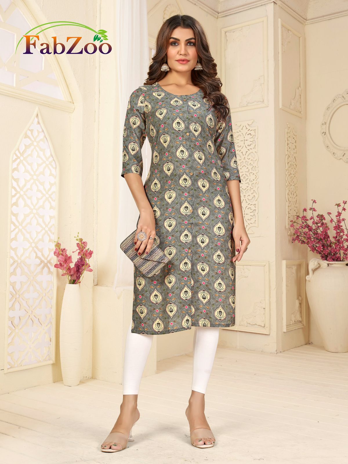Design 210125 Fabzoo Modal Straight Cut Kurtis Wholesale Price