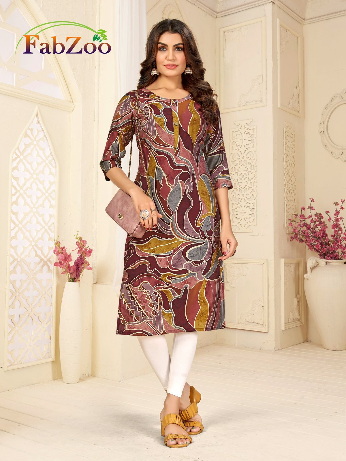 Design 210125 Fabzoo Modal Straight Cut Kurtis Wholesale Price