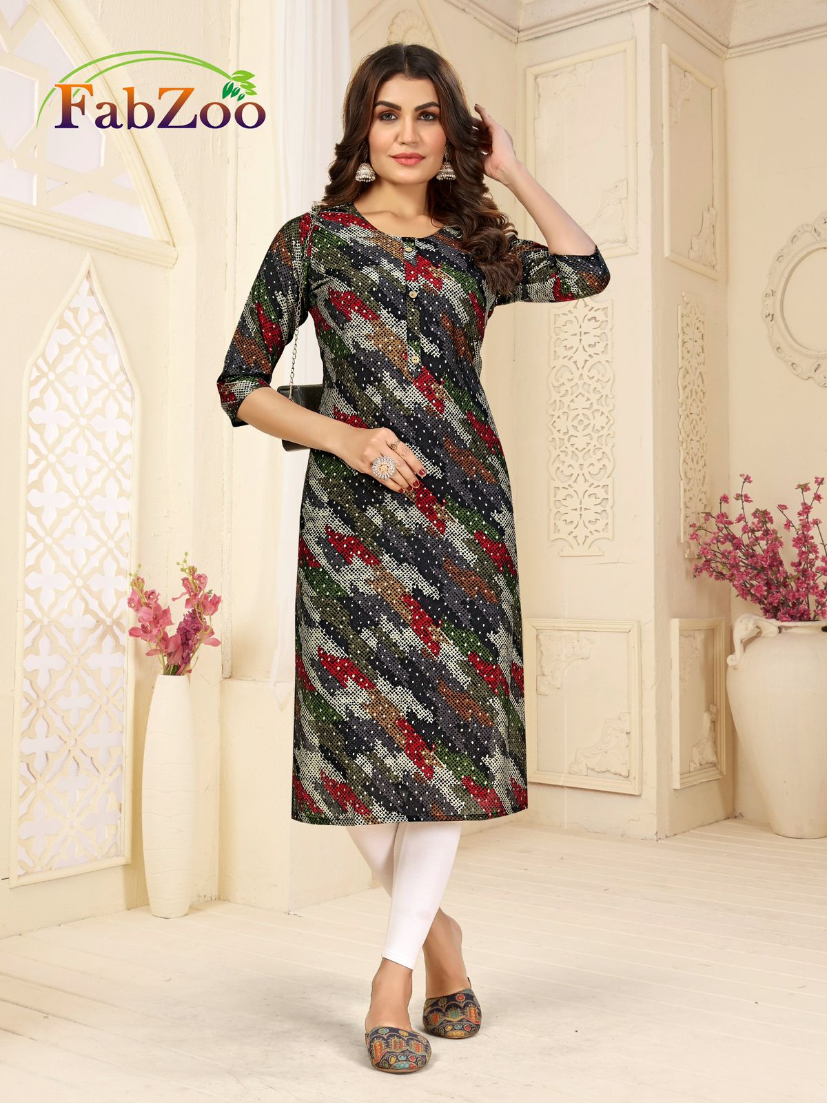 Design 210125 Fabzoo Modal Straight Cut Kurtis Wholesale Price