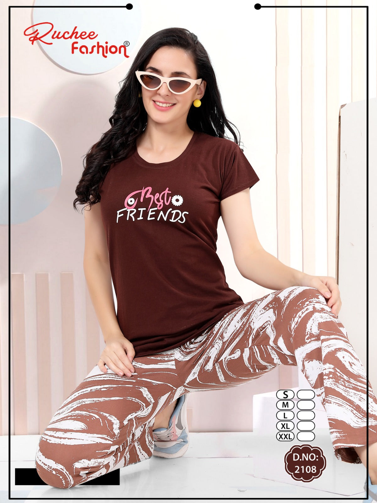 Design 2108-2112 Ruchee Fashion Hosiery Pyjama Night Suits Wholesale Price
