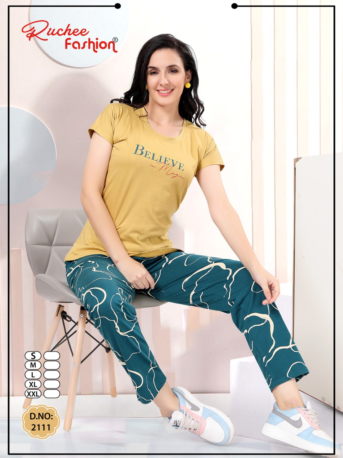 Design 2108-2112 Ruchee Fashion Hosiery Pyjama Night Suits Wholesale Price