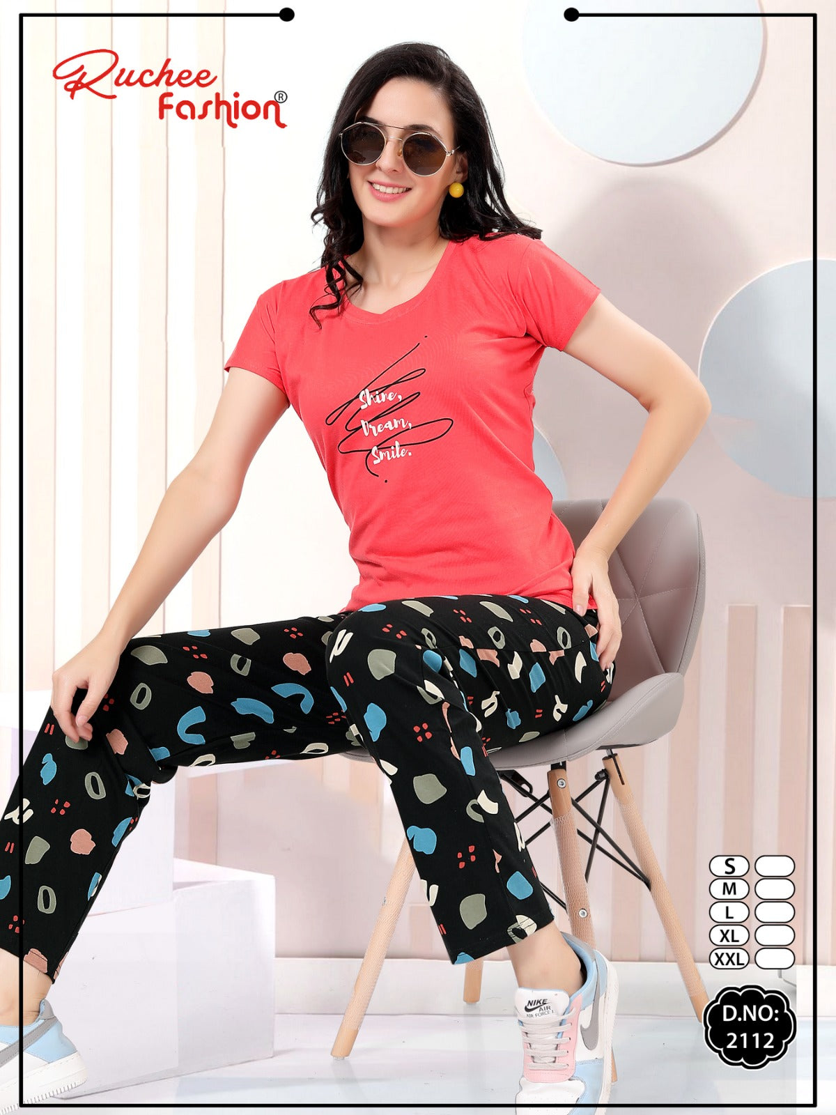 Design 2108-2112 Ruchee Fashion Hosiery Pyjama Night Suits Wholesale Price