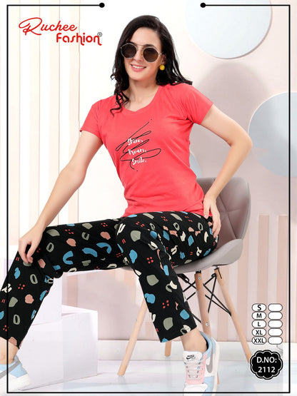 Design 2108-2112 Ruchee Fashion Hosiery Pyjama Night Suits Wholesale Price